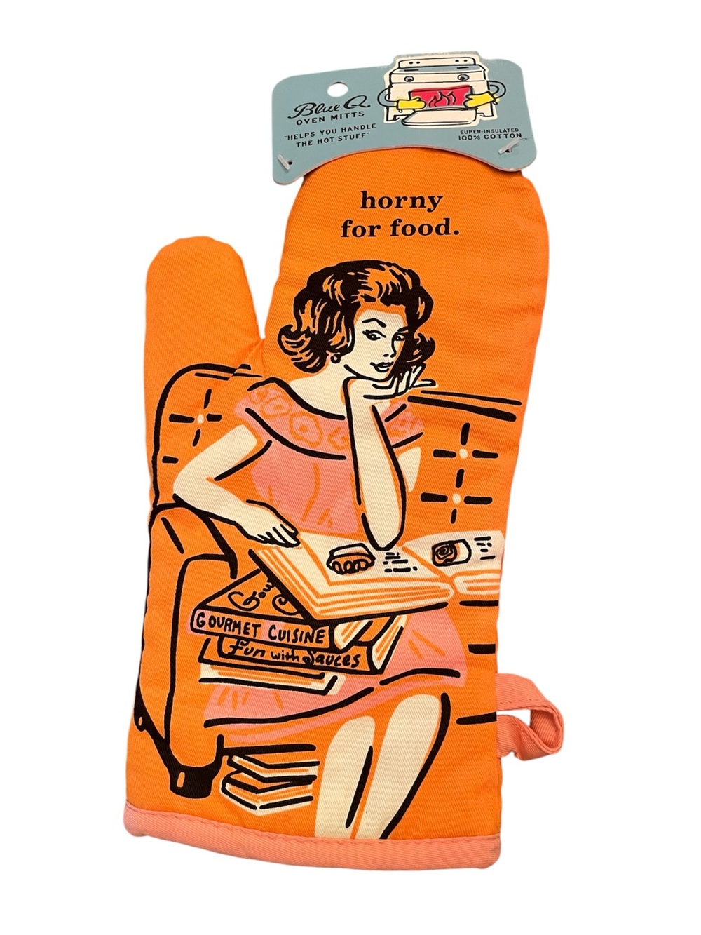 Blue Q New! Orange Retro Pin-Up Oven Mitt NWT
